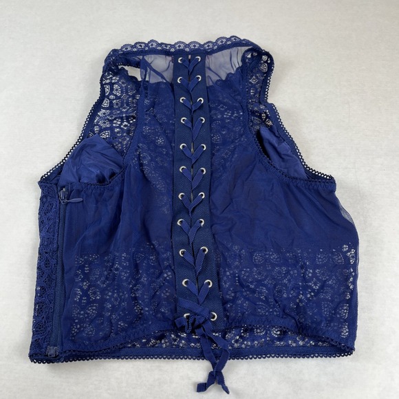 Victoria's Secret Navy Blue Lace Corset Back Bustier Top EUC Sz. M - Picture 6 of 6